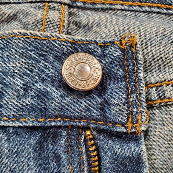 Levis 505 Jeans Mens 38x34 Heavy Blue Denim Regular Fit Straight Leg Classic - Picture 6 of 16